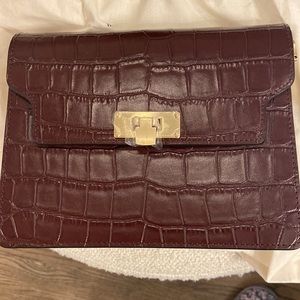 NEW Margie Sherwood BLACK  or BROWN Croc-Effect Leather Shoulder Bags